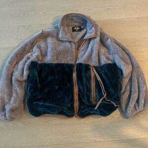 UGG Gray and Dark Green Teddy Jacket